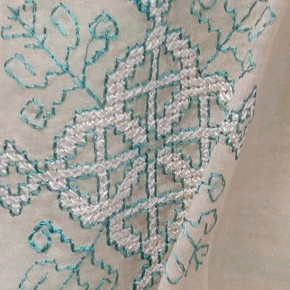 Mens Amazing Cross Stitch Embroidered Light Art Shirt PAUL ROPP 100% Silk 3 - Picture 8 of 16